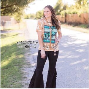 Crazy Train Black Fringe Bell Bottoms